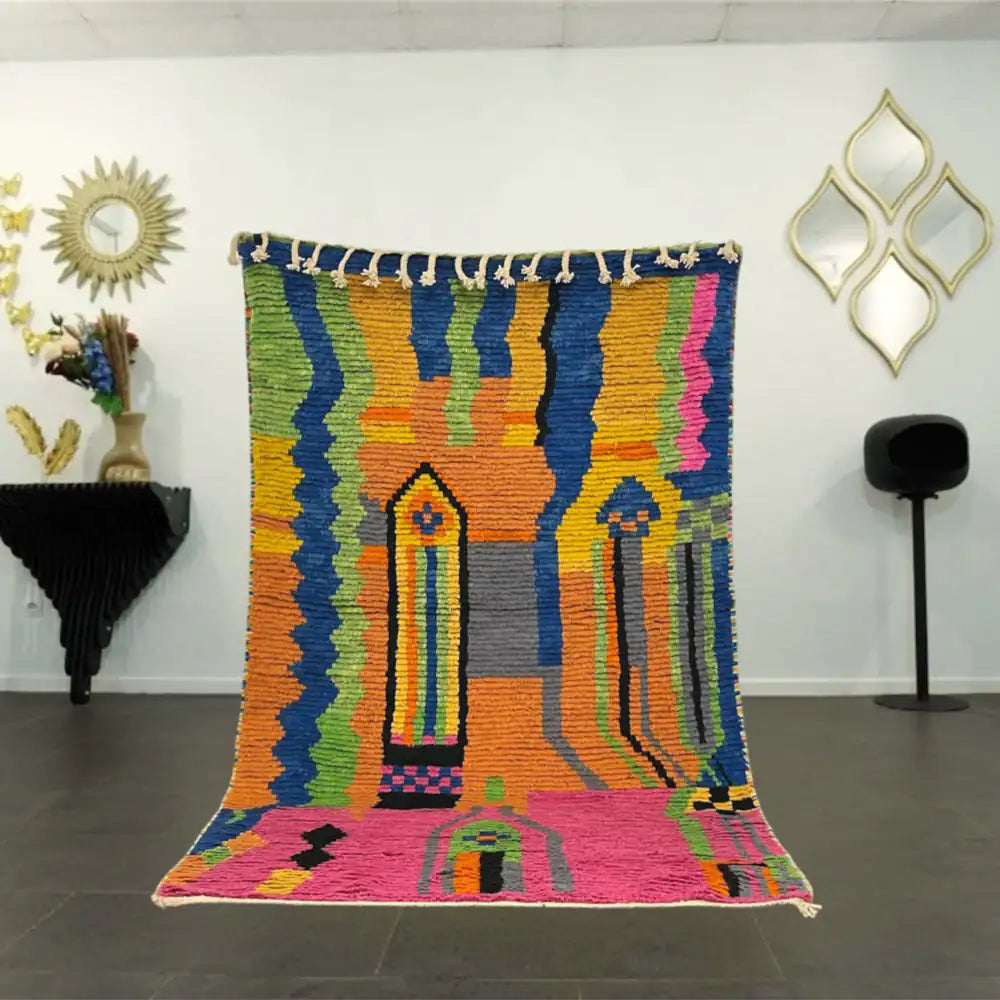 tapis boujaad multicolore pour salon style berbère