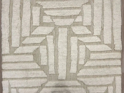 Détail d’un tapis Beni Ouarain fait main, artisanat marocain en laine naturelle