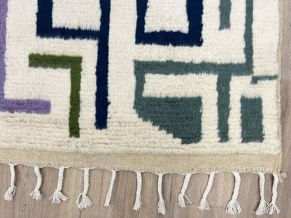 Franges d’un tapis berbère Beni Ouarain en laine naturelle