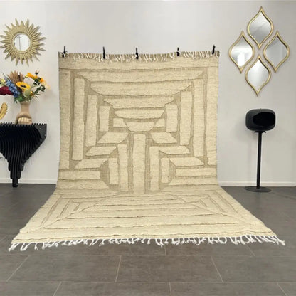 Grand tapis marocain en laine épaisse, fait main
