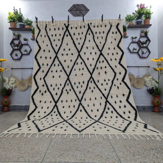 Tapis Beni Ouarain Noir et Blanc – décoration berbère - BERB