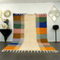 Tapis berbère azilal multicolore en laine pour salon moderne, décoration marocaine artisanale