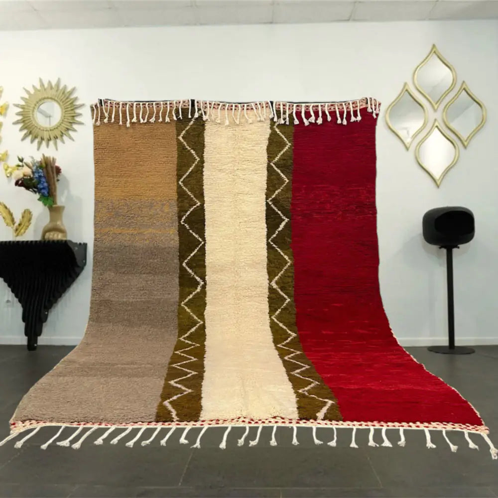 Tapis berbère azilal multicolore en laine pour salon moderne, décoration marocaine artisanale