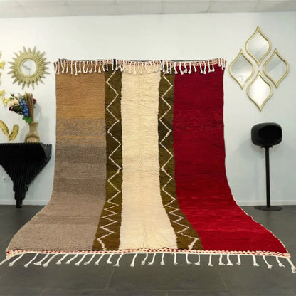 Tapis berbère azilal multicolore en laine pour salon moderne, décoration marocaine artisanale