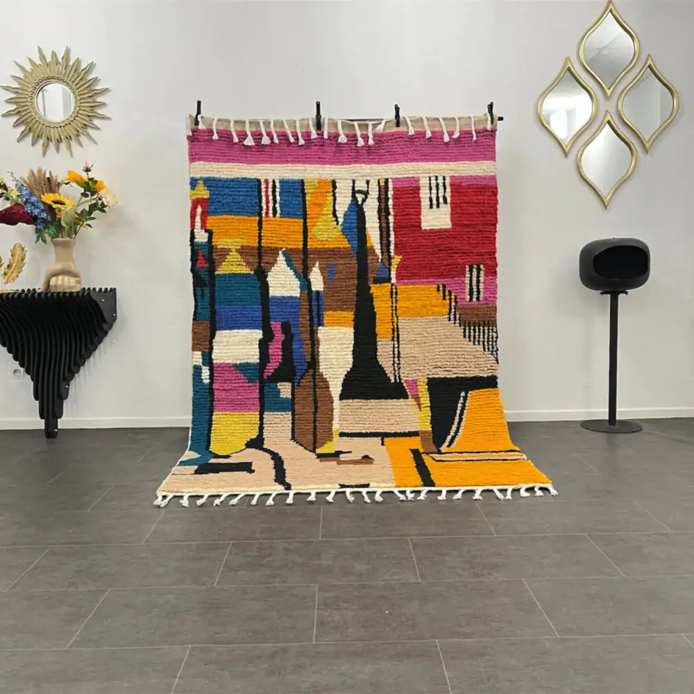 Tapis berbère fait main en laine naturelle, pièce unique du Maroc, artisanat marocain authentique