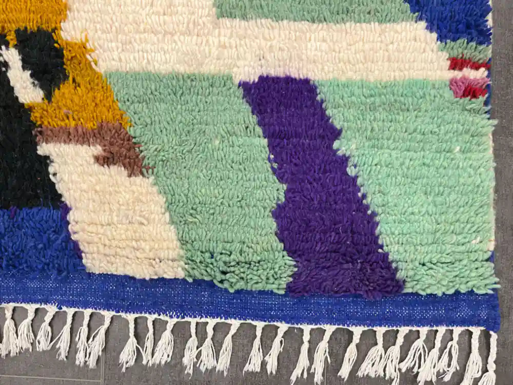 Tapis berbère Marocain en laine naturelle multicolore - BERB