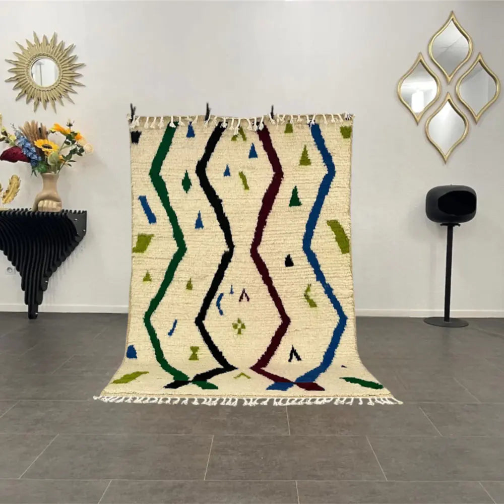 Tapis berbère Azilal authentique en laine naturelle, fait main au Maroc