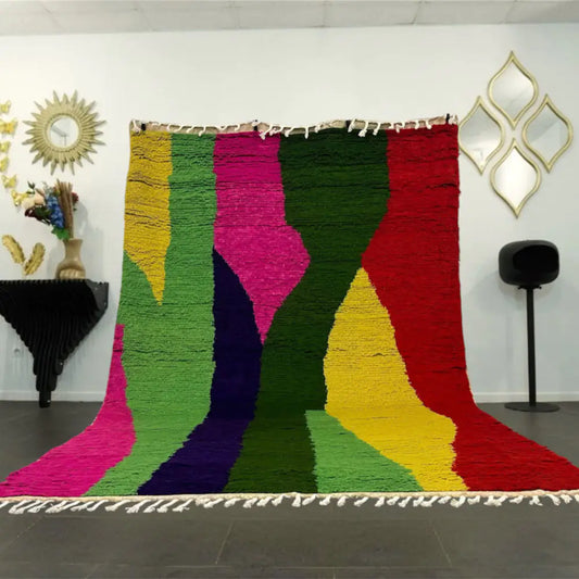 Tapis Azilal coloré en laine – Pièce unique berbère - BERB