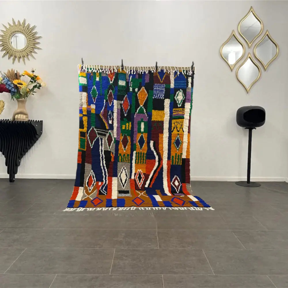 Tapis berbère Azilal fait main en laine pure du Maroc