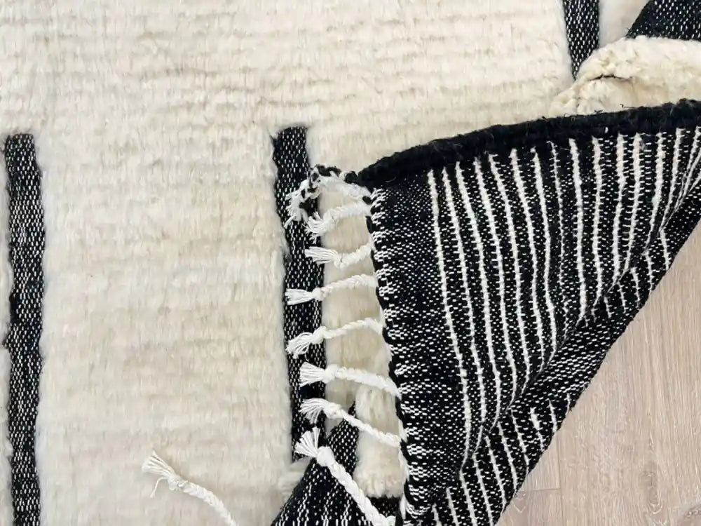 Tapis Blanc Beni Ouarain | Laine Naturelle | Grand Format