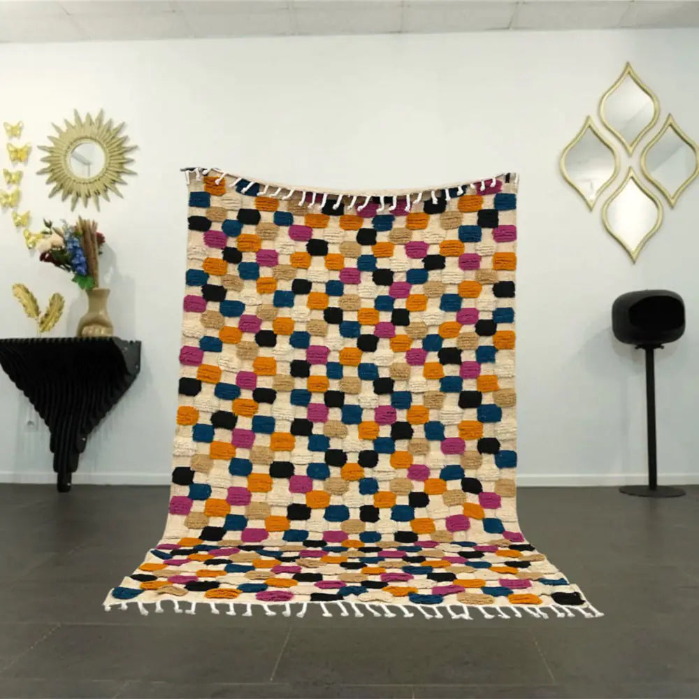 Tapis marocain multicolore en laine pour salon, style berbère Azilal