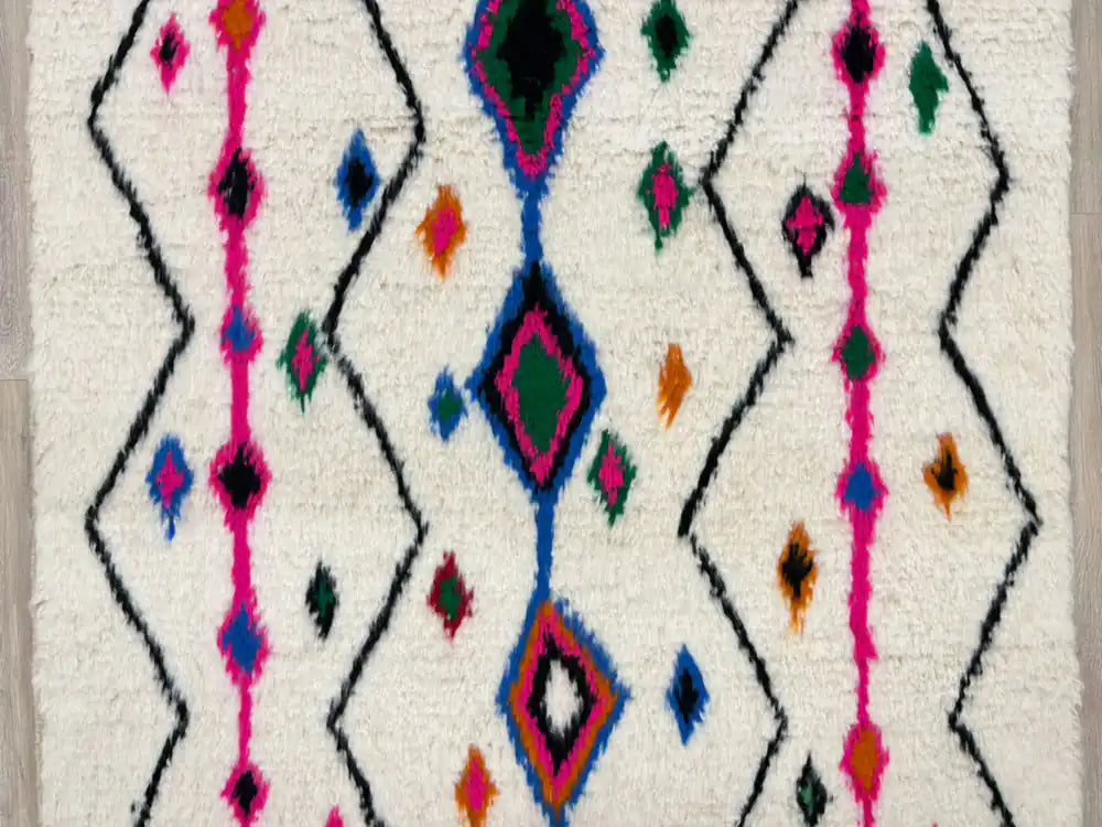 Texture de la laine d’un tapis berbère unique, fait main